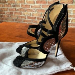 Jimmy Choo Tempest Black Suede Sequin